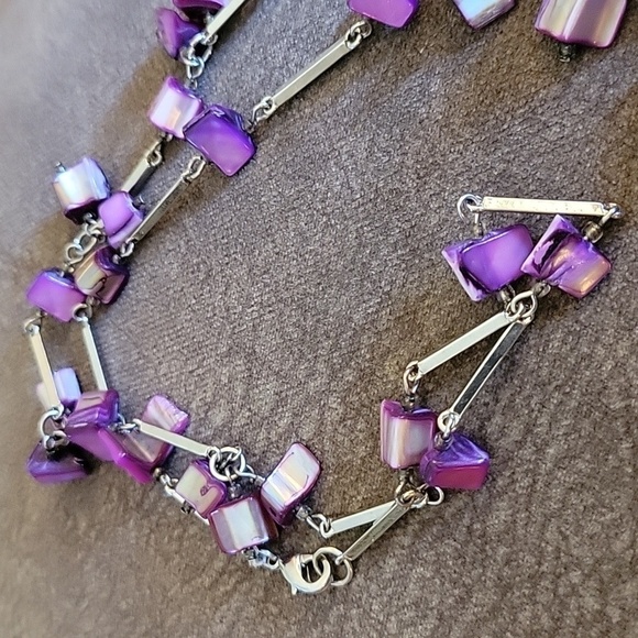 PURPLE Shell Liquid Chain Station Necklace - Picture 5 of 5